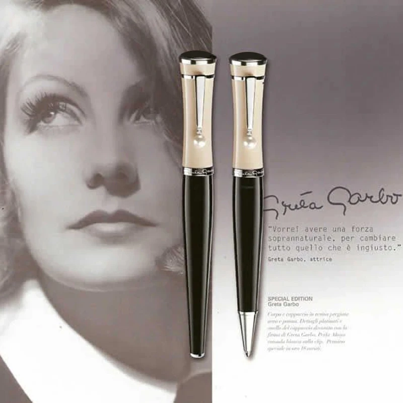 

LAN Luxury Greta Garbo MB Ballpoint Rollerball Fountain Pen Office School Stationery With Pearl On The Clip