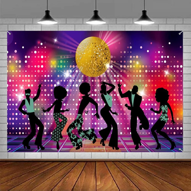 

Photography Backdrop 70s 80s 90s Retro Disco Party Decoration Fever Dancers For Let's Glow Crazy Neon Night Birthday Background