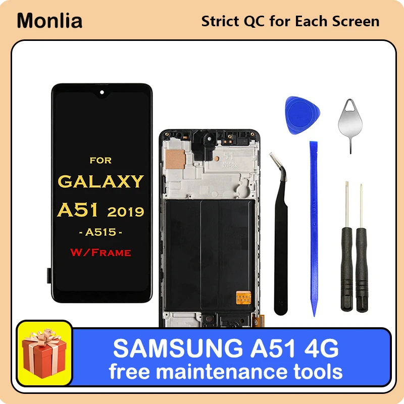 LCD Display Screen with Front Touch Screen Digitizer Pre-Installed Assembly for Samsung Galaxy A51 4G A515 A515U A515F A515F/DS
LCD Display Screen with Front Touch Screen Digitizer Pre-Installed Assembly for Samsung Galaxy A51 4G A515 A515U A515F A515F/DS
