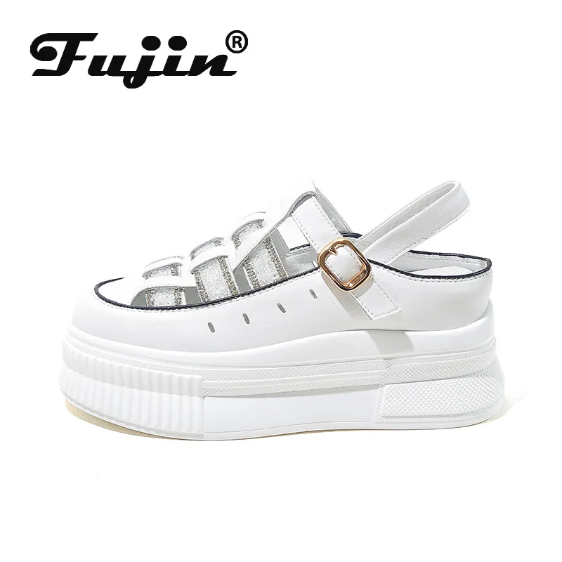 Fujin 7cm platform wedge Genuine Leather summer 2022 Breathable Height hollow platform sandals Casual rhinestone Shoes Women
Fujin 7cm platform wedge Genuine Leather summer 2022 Breathable Height hollow platform sandals Casual rhinestone Shoes Women