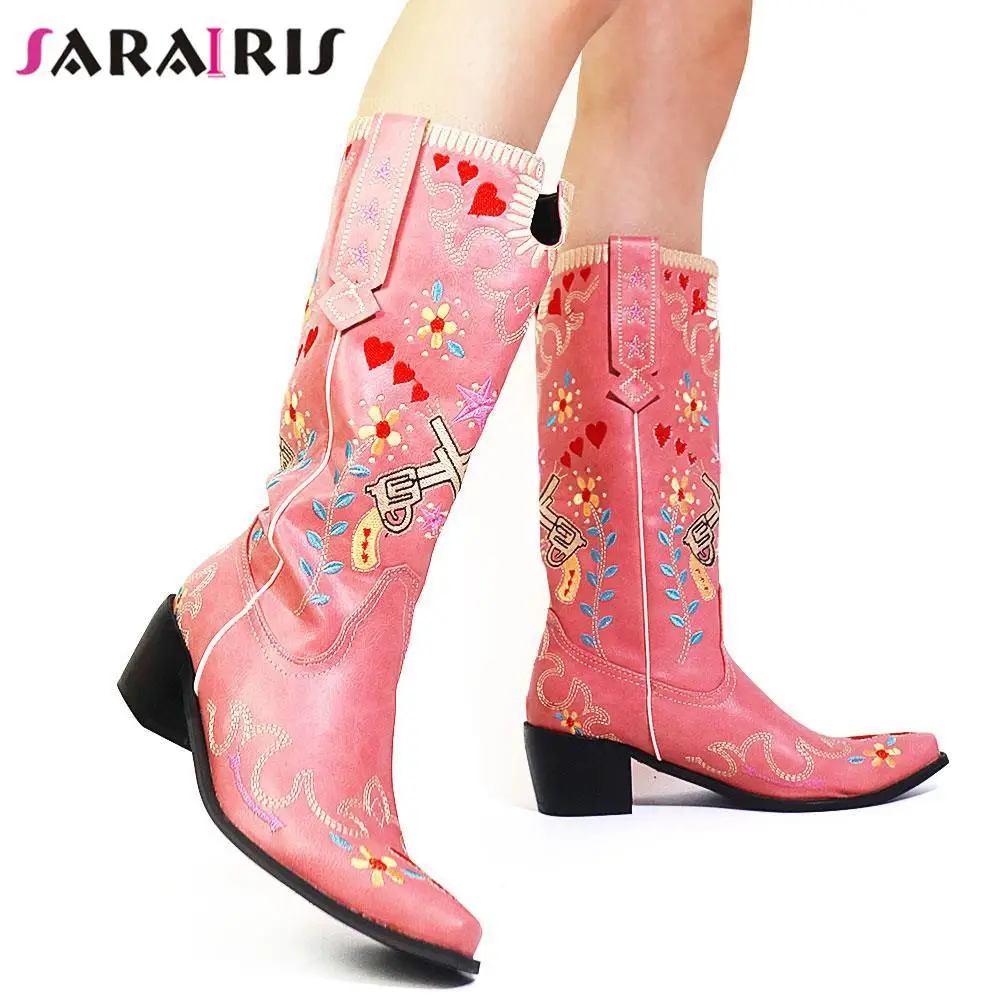 2022 Niche Designer Brand Embroider Cowboy Boots Women Chunky Heels Flower Vintage Western Mid Calf Boots Women Shoes For Woman
2022 Niche Designer Brand Embroider Cowboy Boots Women Chunky Heels Flower Vintage Western Mid Calf Boots Women Shoes For Woman