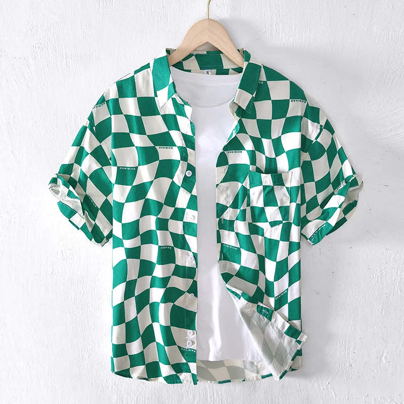 green plaid Short Sleeve Shirt for Men Summer New Button Up Tops Male Casual Cotton Designer Shirts
green plaid Short Sleeve Shirt for Men Summer New Button Up Tops Male Casual Cotton Designer Shirts