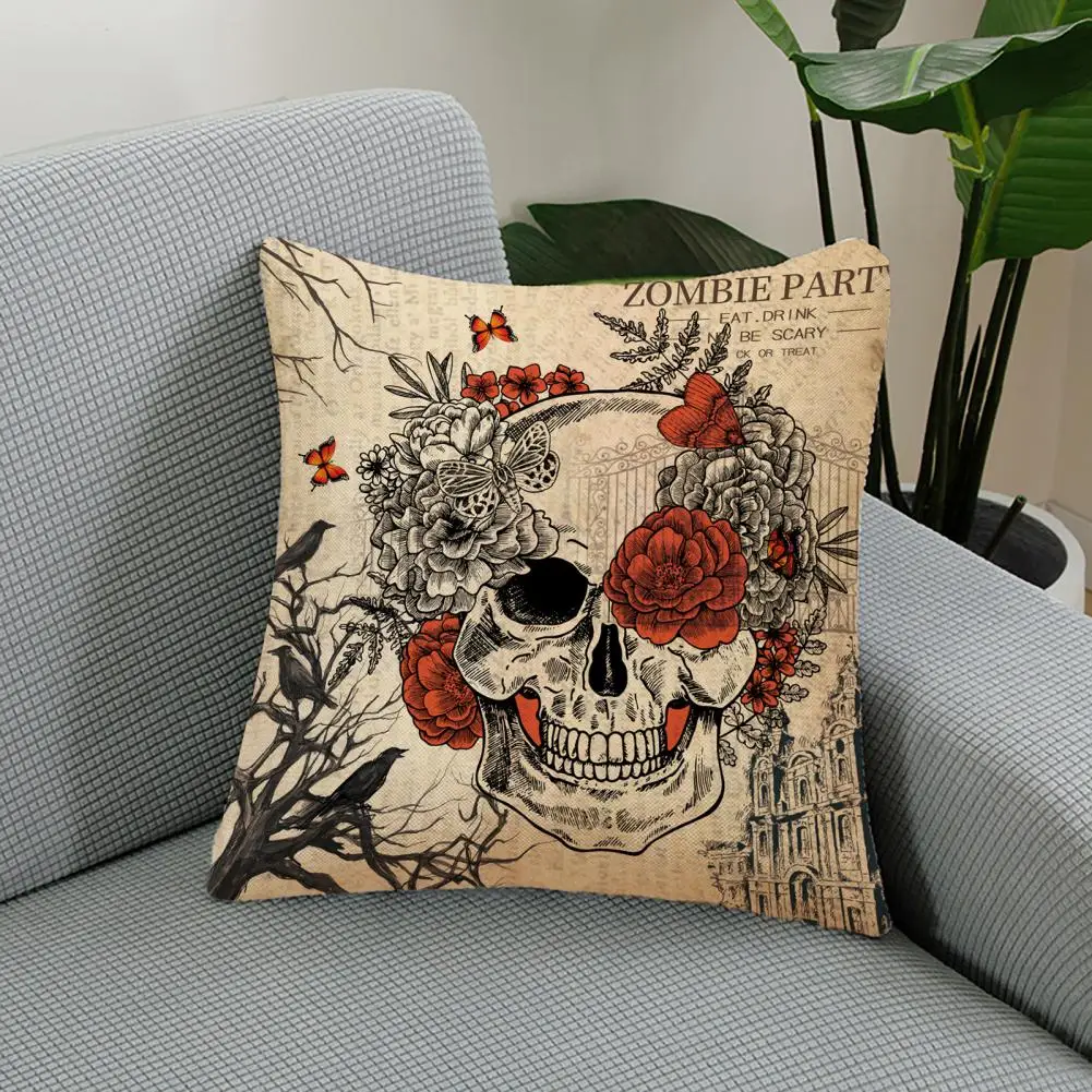 

Linen Pillowcase Festive Halloween Pillow Cases Hidden Zipper Closure Long-lasting Covers for Home Party Decor Spooky for Couch