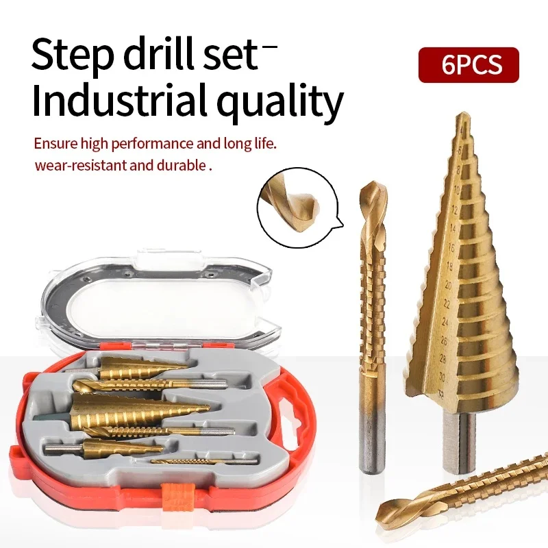 Набор титановых ступенчатых сверл, комплект из 6 насадок 4-12/20/32 мм, для сверления отверстий в металле, по дереву
Набор титановых ступенчатых сверл, комплект из 6 насадок 4-12/20/32 мм, для сверления отверстий в металле, по дереву