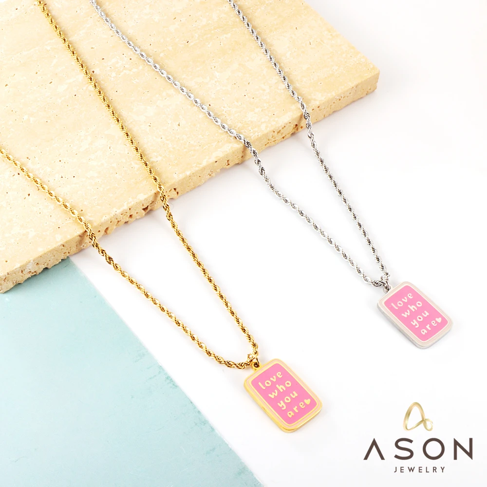 ASONSTEEL Trendy Deep Pink Rectangle Tag With Letter Charm Pendant Necklace Gold Color Stainless Steel For Women Jewelry Choker
ASONSTEEL Trendy Deep Pink Rectangle Tag With Letter Charm Pendant Necklace Gold Color Stainless Steel For Women Jewelry Choker