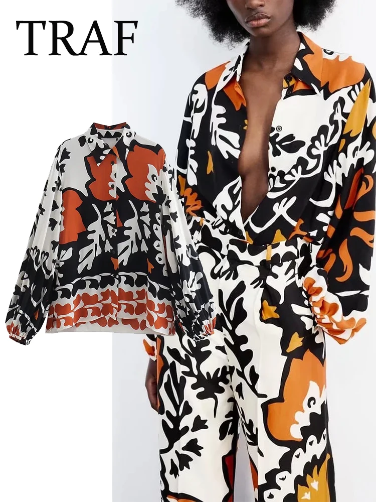 TRAF Women Blouses Color Matching Graffiti Print Blouse 2022 Long Sleeve Lapel Female Summer Shirts Chic Tops
TRAF Women Blouses Color Matching Graffiti Print Blouse 2022 Long Sleeve Lapel Female Summer Shirts Chic Tops