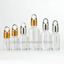 10pcs/lot 5ml to 100ml lab essential oil Drop Bottle with flower basket type screw cap clear Essence Vial with Glass Pipette