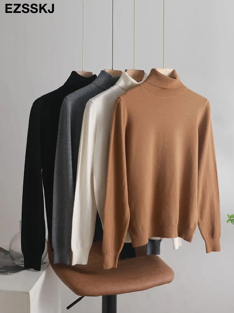 

autumn winter Basic Slim soft solid color turtleneck Sweater knitted Pulr Women Casual Long Slve chic bottom Sweater top