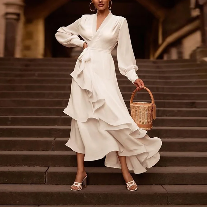 Crystal Elegant Dresses 2022 Spring Summer New Long Sleeves Women's Dresses Deep V Sexy Solid Maxi Dress Female Clothes Vestidos
Crystal Elegant Dresses 2022 Spring Summer New Long Sleeves Women's Dresses Deep V Sexy Solid Maxi Dress Female Clothes Vestidos
