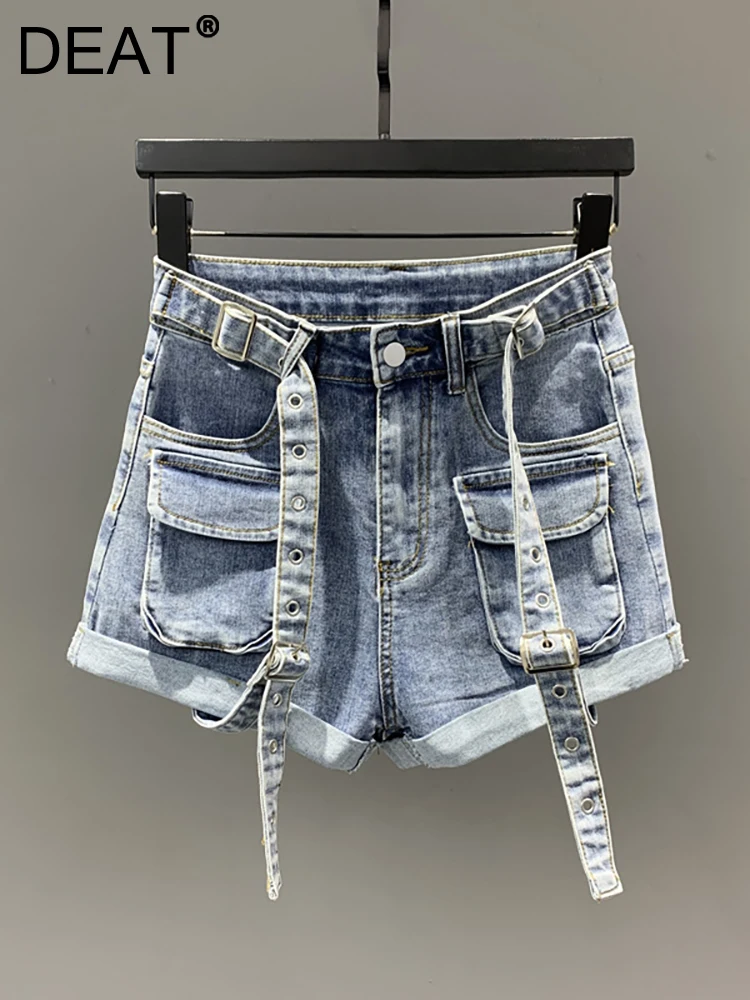 DEAT Women's Denim Shorts High Waist Solid Color 3d Pockets Belt Loose Wide Leg Short Pants 2023 Autumn New Fashion 29L3100
DEAT Women's Denim Shorts High Waist Solid Color 3d Pockets Belt Loose Wide Leg Short Pants 2023 Autumn New Fashion 29L3100