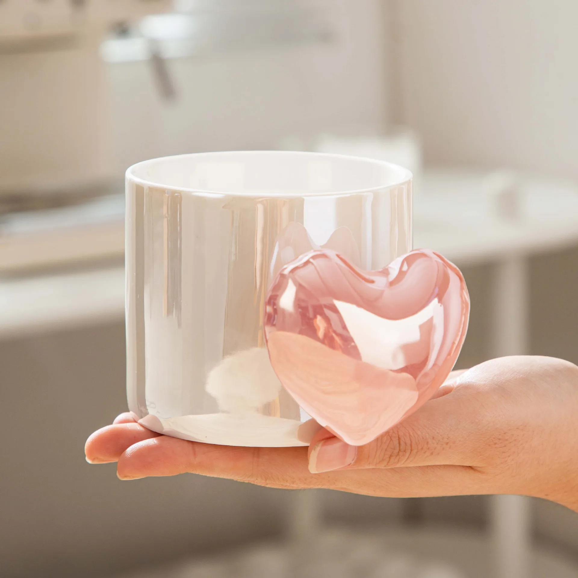 

Cute Ceramic Cup Coffee Mug Water Cup Three-dimensional Heart-shaped Handle Teacup Afternoon Tea Coffee Cup Mugs Pink Tea Cup