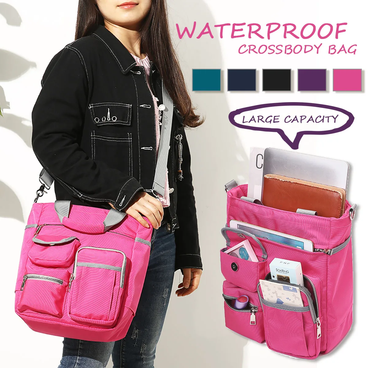Women Nylon Waterproof Large Capacity Crossbody Bag Multi-function Business Computer Handbag Shopping School Shoulder Bags
Women Nylon Waterproof Large Capacity Crossbody Bag Multi-function Business Computer Handbag Shopping School Shoulder Bags