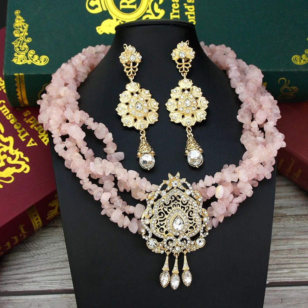 Neovisson High Quality Morocco Choker Necklace Natural Stone Bride Wedding Jewelry Sets Beads Necklace Long Earring Accessorie
Neovisson High Quality Morocco Choker Necklace Natural Stone Bride Wedding Jewelry Sets Beads Necklace Long Earring Accessorie