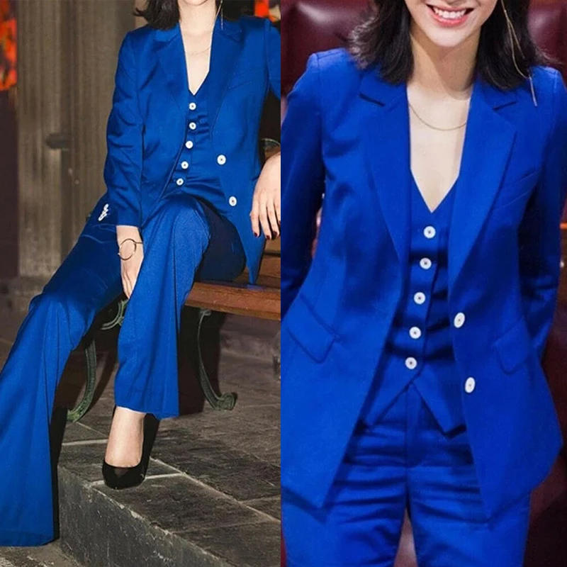 3 Pieces Royal Blue Women Suits Set Business Blazer Jacket Wide Leg Pants Formal Party Dress High Quality Pantsuits
3 Pieces Royal Blue Women Suits Set Business Blazer Jacket Wide Leg Pants Formal Party Dress High Quality Pantsuits