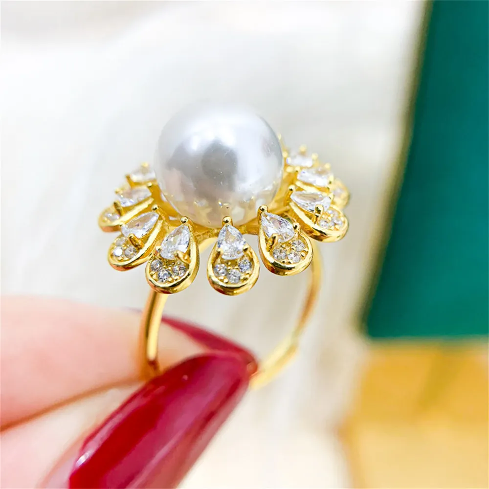 S925 sterling silver wrapped real gold half hole bead holder ring handmade diy sticky crystal pearl inlay empty holder open ring
S925 sterling silver wrapped real gold half hole bead holder ring handmade diy sticky crystal pearl inlay empty holder open ring