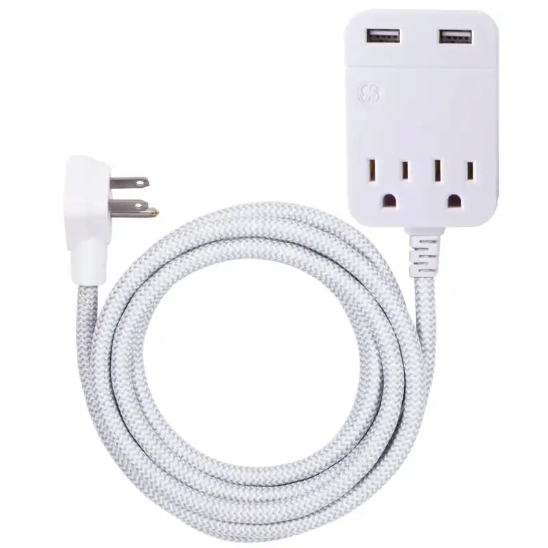 

Designer 2-Outlet 2-USB 10ft. Extension Cord, Surge Protector, 38432 Socket Outlet cover Tomacorrientes de pared para hogar Quic