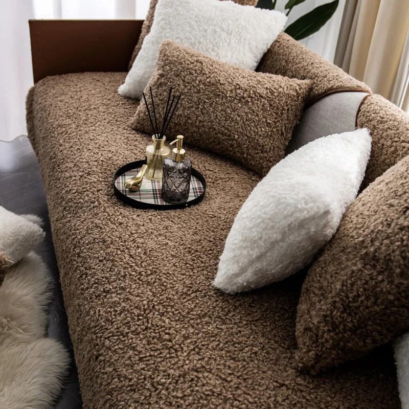 Winter Plush Sofa Cushion Solid Color Sofa Covers for Living Room Home Decor Nordic Minimalist Non-slip Thick Couch Cover Towel 
Winter Plush Sofa Cushion Solid Color Sofa Covers for Living Room Home Decor Nordic Minimalist Non-slip Thick Couch Cover Towel