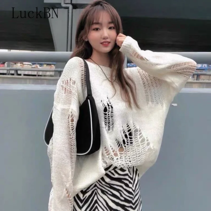 Женский свитер с длинным рукавом, Свободный Тонкий вязаный пуловер с вырезами, Однотонный свитер в стиле Харадзюку, ретро свитер на лето
Женский свитер с длинным рукавом, Свободный Тонкий вязаный пуловер с вырезами, Однотонный свитер в стиле Харадзюку, ретро свитер на лето