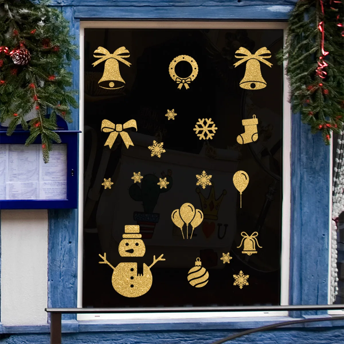 Front gold back Silver Christmas bell snowflake wallpaper window wall decoration 3pcs a set 
Front gold back Silver Christmas bell snowflake wallpaper window wall decoration 3pcs a set