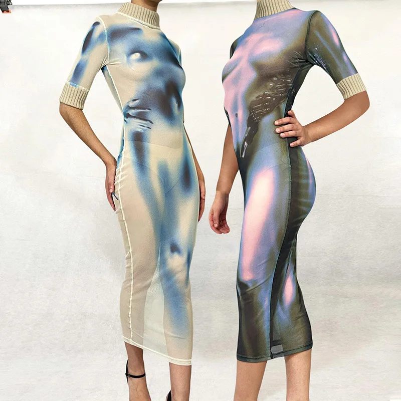 SKMY 2022 Summer New Women Clothing Fashion 3D Printing Mesh Ribbed Patchwork Short Sleeve Bodycon Dress Sexy Club Outfits
SKMY 2022 Summer New Women Clothing Fashion 3D Printing Mesh Ribbed Patchwork Short Sleeve Bodycon Dress Sexy Club Outfits