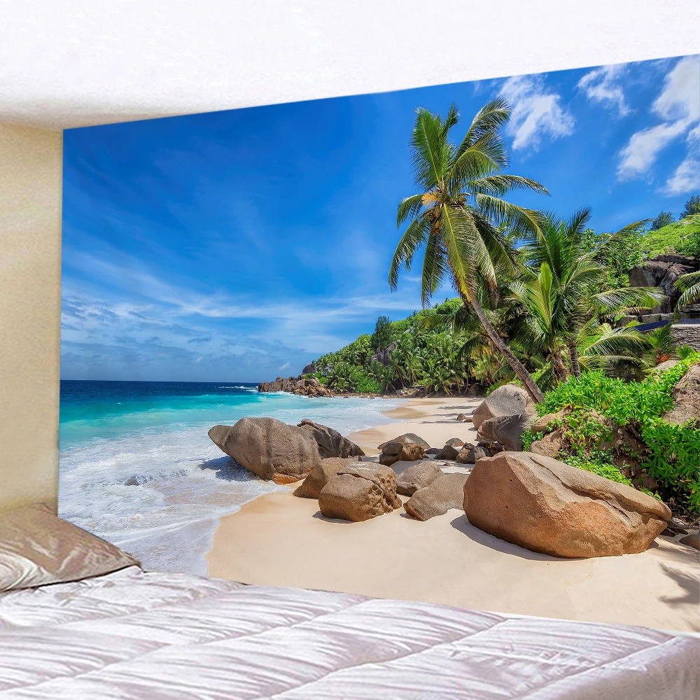 Tropical Plant Seascape Tapestry Wall Hanging Nordic Ins Coconut Tree Ocean Tapestries Background Cloth Ceiling Home Decoration
Tropical Plant Seascape Tapestry Wall Hanging Nordic Ins Coconut Tree Ocean Tapestries Background Cloth Ceiling Home Decoration