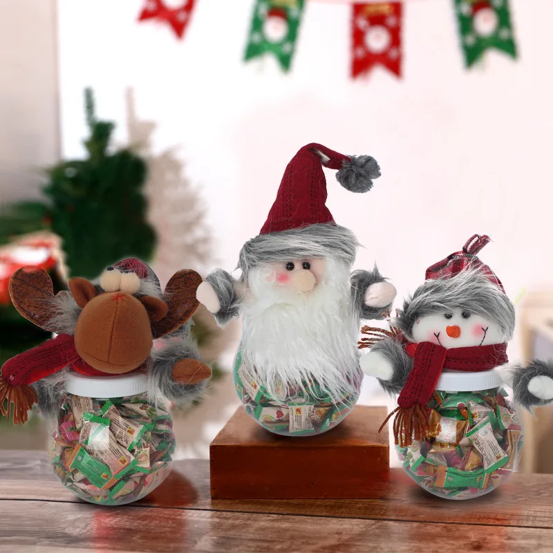 

Christmas Decorations Santa Claus Snowman Elk Transparent Ball Candy Jar Creative Christmas Supplies Children's Candy Bottle Toy