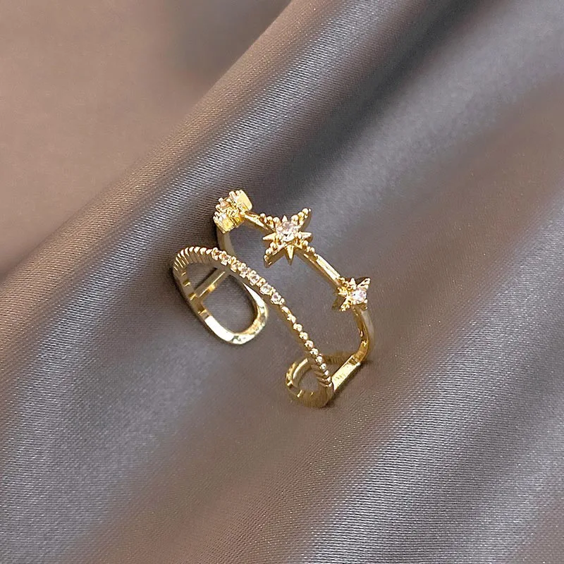 2022 New Classic Gold Star Double Layer Opening Rings For Woman Korean Fashion Jewelry Wedding Party Girl's Unusual Luxury Ring
2022 New Classic Gold Star Double Layer Opening Rings For Woman Korean Fashion Jewelry Wedding Party Girl's Unusual Luxury Ring
