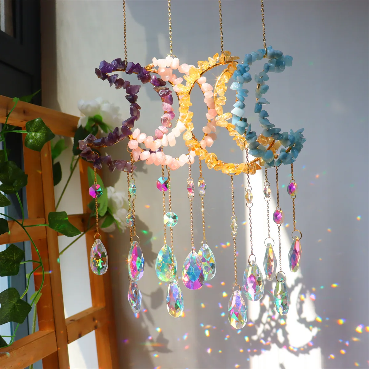 Crystal Wind Chime Moon Sun Catcher Diamond Prisms Pendant Dream Catcher Rainbow Chaser Hanging Drop Home Garden Decor Windchime
Crystal Wind Chime Moon Sun Catcher Diamond Prisms Pendant Dream Catcher Rainbow Chaser Hanging Drop Home Garden Decor Windchime
