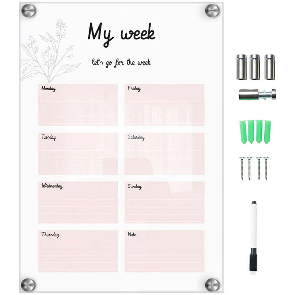 

Weekly Planner Board Acrylic Erasable Calendars Fridge Whiteboard Chore Magnetic Clear Dry Erase Memo Checklist Sheet