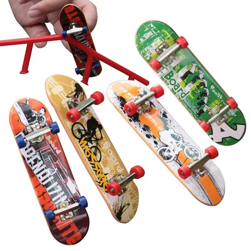 

Mini Finger Skateboard Toy 4pcs Kids Tabletop Finger Boards Toy Set Finger Boards In Assorted Designs Fingerboard Skateboard For