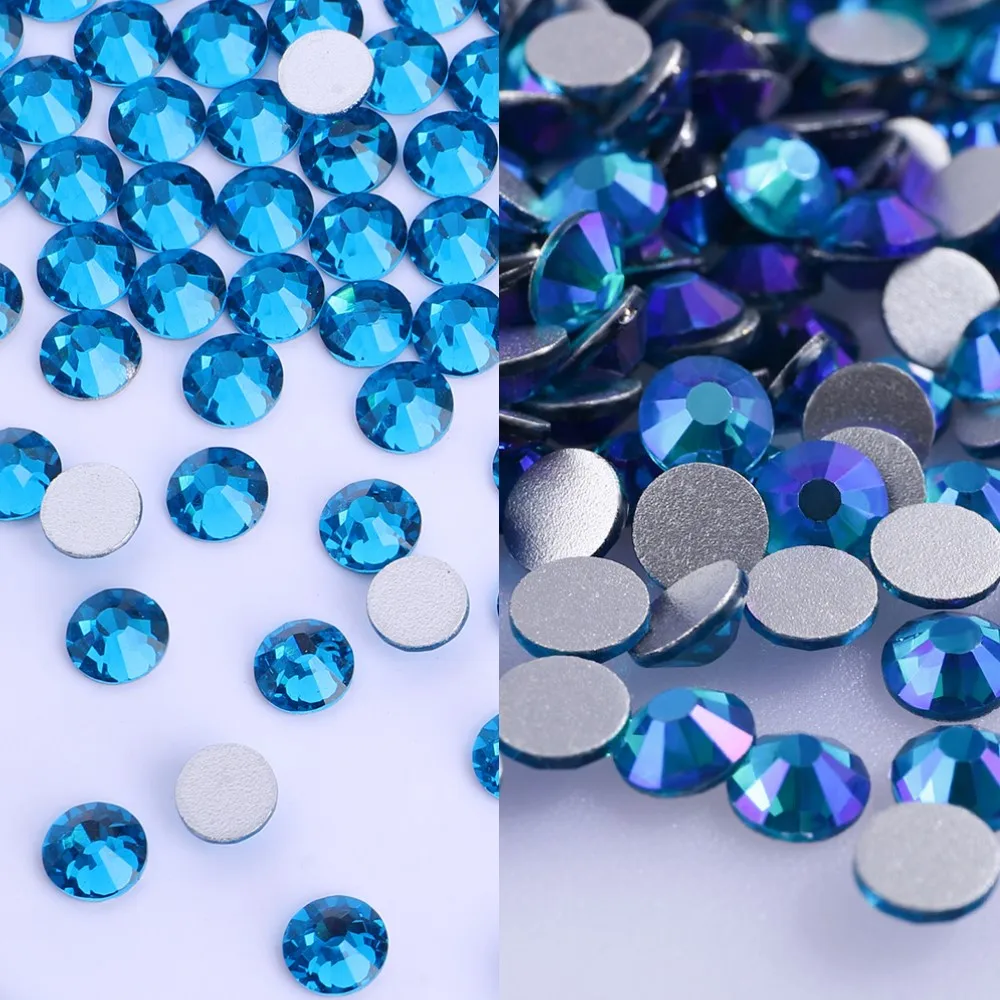 

SS3-SS50 Indicolite Non HotFix Glass Nail Rhinestone Glitter Crystal AB Strass Nail Gems Sliver Flatback Rhinestone for Nail Art