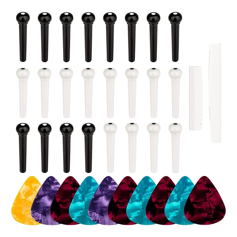 24 PCS Acoustic Guitar Bridge Pins Guitar Accessories Spare Parts With Guitar Saddle For NUT And 10 Pack Guitar Picks
24 PCS Acoustic Guitar Bridge Pins Guitar Accessories Spare Parts With Guitar Saddle For NUT And 10 Pack Guitar Picks