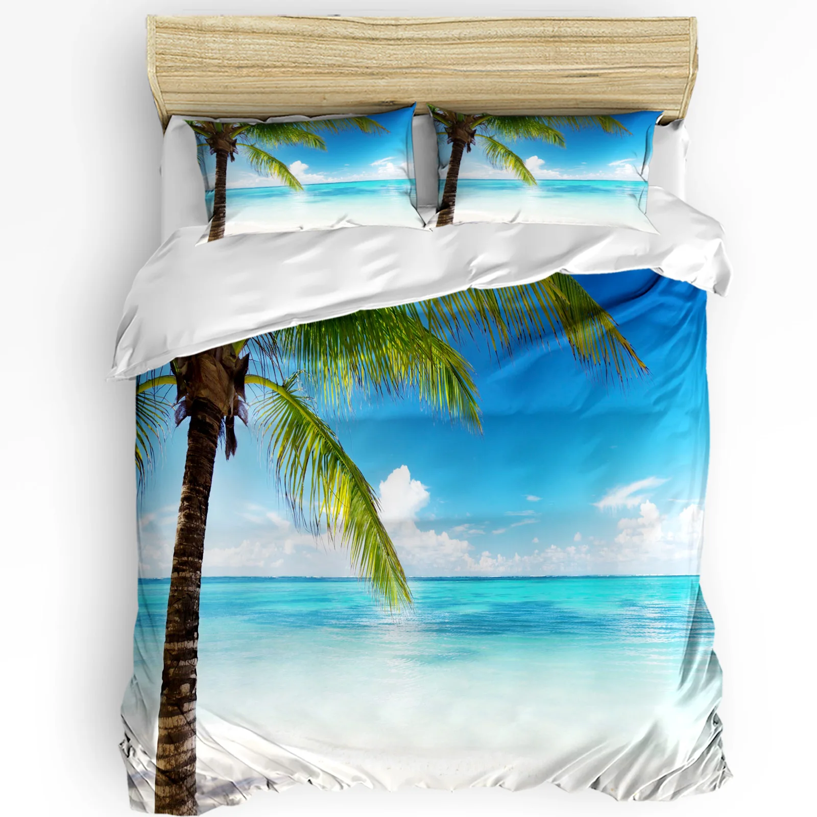 

Beach Coconut Palm Tree Printed Comfort Duvet Cover Pillow Case Home Textile Quilt Cover Boy Kid Teen Girl 3pcs Bedding Set