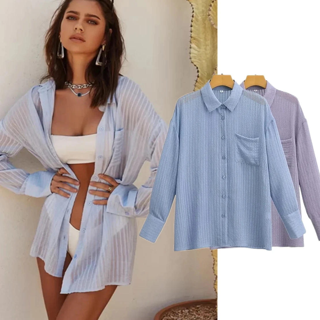 Maxdutti Ins Fashion Blogger Retro Striped Blouse Perspective Pockets Sexy Casual Shirts Loose Blouse Women
Maxdutti Ins Fashion Blogger Retro Striped Blouse Perspective Pockets Sexy Casual Shirts Loose Blouse Women