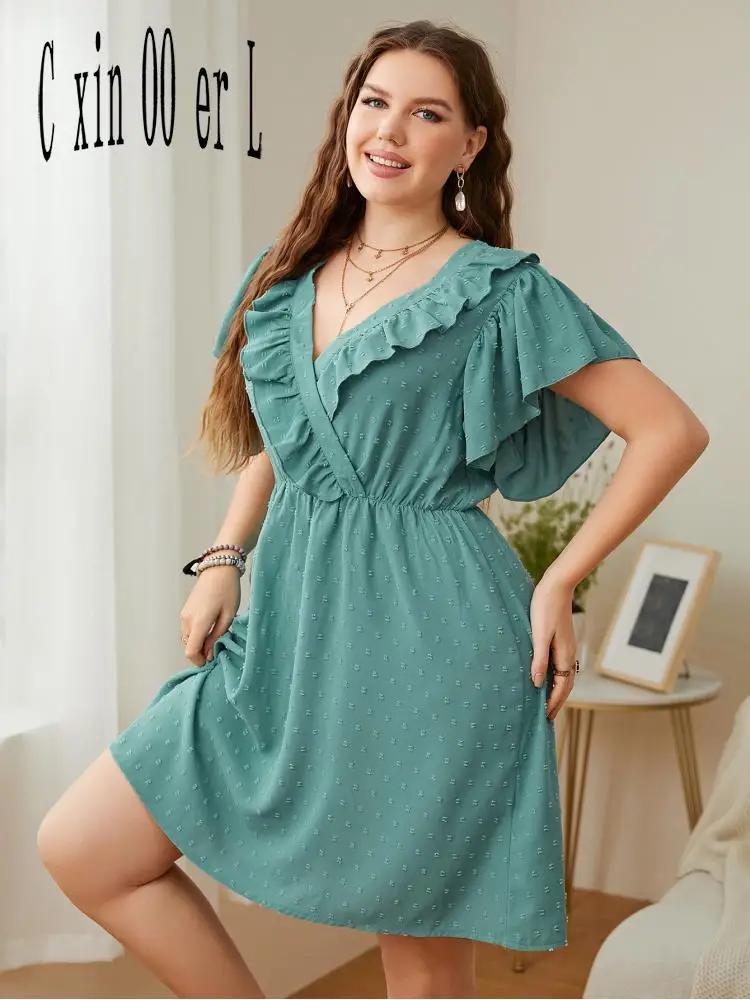 Summer Plus Size 4xl Thin European American Style Women Dress Loose Flare Sleeve Ruffles Ladies Dresses
Summer Plus Size 4xl Thin European American Style Women Dress Loose Flare Sleeve Ruffles Ladies Dresses