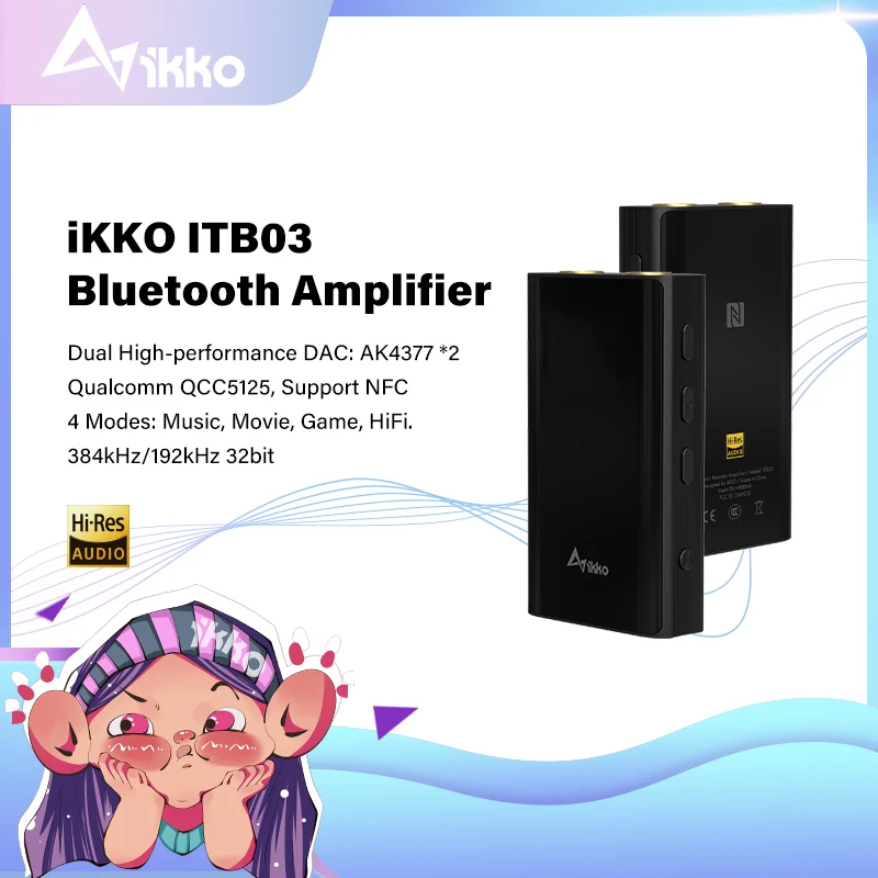 iKKO ITB03 Bluetooth 5.0 Headphone Amplifier Dac AK4377 Audio Hifi AMP Support NFC Receiver LDAC/AAC/SBC/APTX with 3.5mm/4.4 mm - купить по