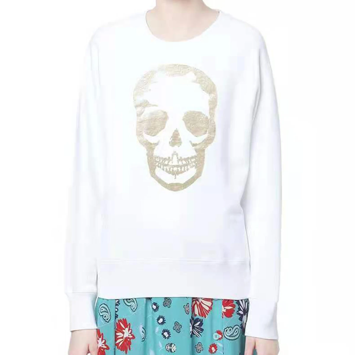 Skull Print Fleece Pullover Women Spring Autumn Crack Gold Stamping Sweatshirt Cotton Pullovers Loose Long Sleeve Jumper Tops
Skull Print Fleece Pullover Women Spring Autumn Crack Gold Stamping Sweatshirt Cotton Pullovers Loose Long Sleeve Jumper Tops