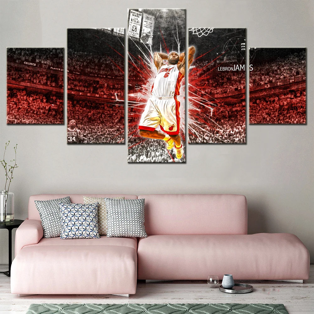 Modern Painting HD Canvas Wall Art Frame Modular Pictures 5 Pieces Famous Basketball Superstar James Poster Living Room Decor
Modern Painting HD Canvas Wall Art Frame Modular Pictures 5 Pieces Famous Basketball Superstar James Poster Living Room Decor
