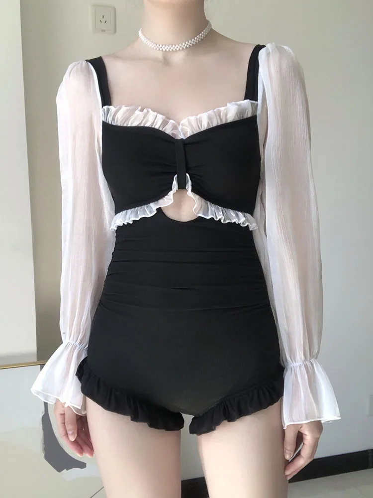 Swimsuit Women Summer Hollow Out Ruffle Chiffon Patchwork Dress Sexy Student Breasts Gathered Cover Belly One-piece Swimsuits
Swimsuit Women Summer Hollow Out Ruffle Chiffon Patchwork Dress Sexy Student Breasts Gathered Cover Belly One-piece Swimsuits