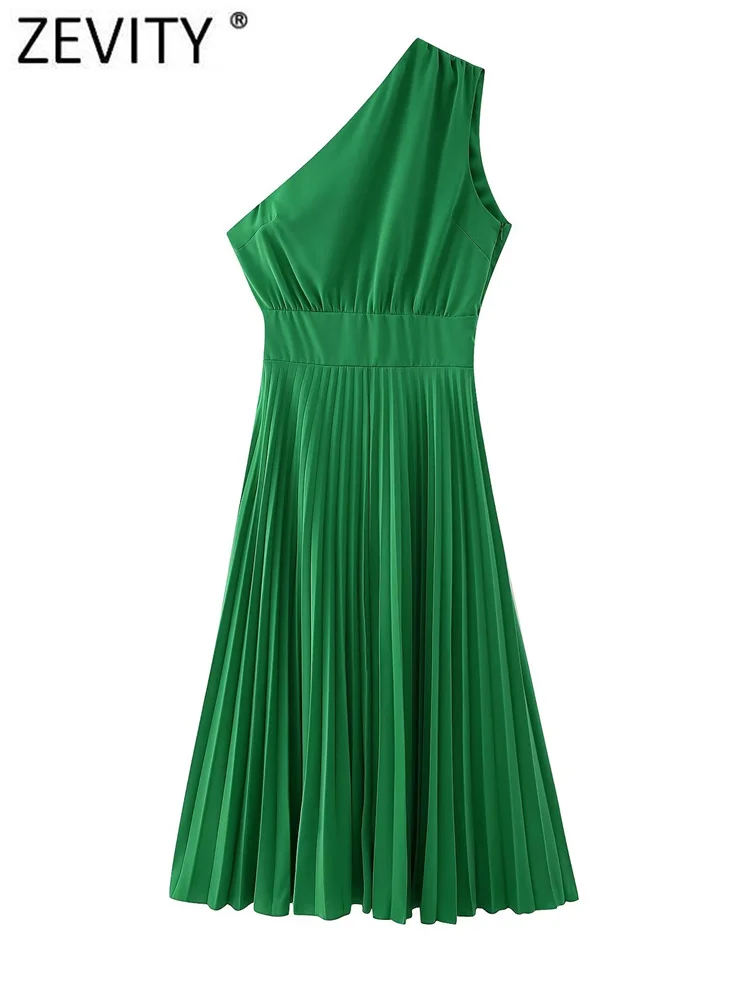 Zevity Women Fashion Single Shoulder Press Pleated Slim Midi Dress Female Chic High Waist Elastic Zipper Party Vestidos DS3024
Zevity Women Fashion Single Shoulder Press Pleated Slim Midi Dress Female Chic High Waist Elastic Zipper Party Vestidos DS3024