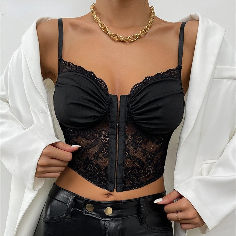 Women Bodycon Bra Crop Top Lace Sweetheart Pleated Cropped Sleeveless Tank Tops Summer Female Spaghetti Strap Slim Fit Camisole 
Women Bodycon Bra Crop Top Lace Sweetheart Pleated Cropped Sleeveless Tank Tops Summer Female Spaghetti Strap Slim Fit Camisole