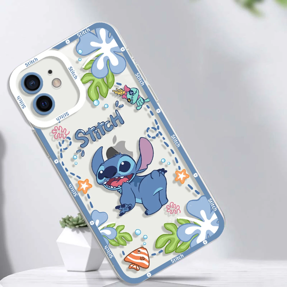 

Lilo Stitch-funda de teléfono para iPhone 14 13 12 11 Pro Max Mini 7 8 X XR XS MAX BanDai transparente suave para Apple 2022