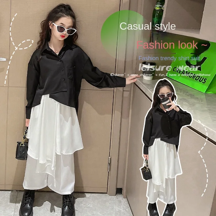 Girls' suits spring and autumn 2022 new shirts with skirt children's two-piece suits
Girls' suits spring and autumn 2022 new shirts with skirt children's two-piece suits