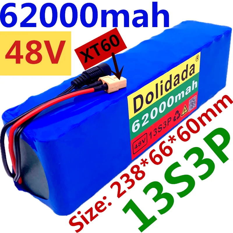 48V lithium ion battery 48V 62Ah 1000w 13S3P Lithium ion Battery Pack For 54.6v E-bike Electric bicycle Scooter with BMS
48V lithium ion battery 48V 62Ah 1000w 13S3P Lithium ion Battery Pack For 54.6v E-bike Electric bicycle Scooter with BMS