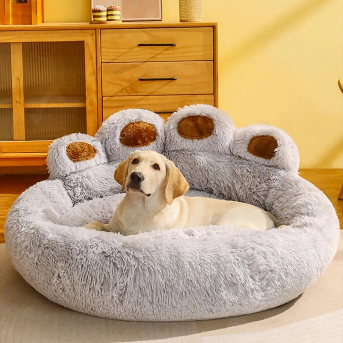 

New Cute Palm Long Hair Dog Nest Cat Nest Warm Seasonal Universal Dog Nest Cushion