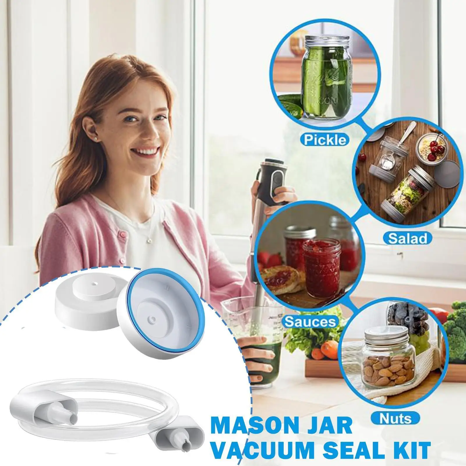 Набор для вакуумной упаковки Mason Jar, вакуумный упаковщик Мейсона, совместим с вакуумным аппаратом, Foodsaver U2X6
Набор для вакуумной упаковки Mason Jar, вакуумный упаковщик Мейсона, совместим с вакуумным аппаратом, Foodsaver U2X6