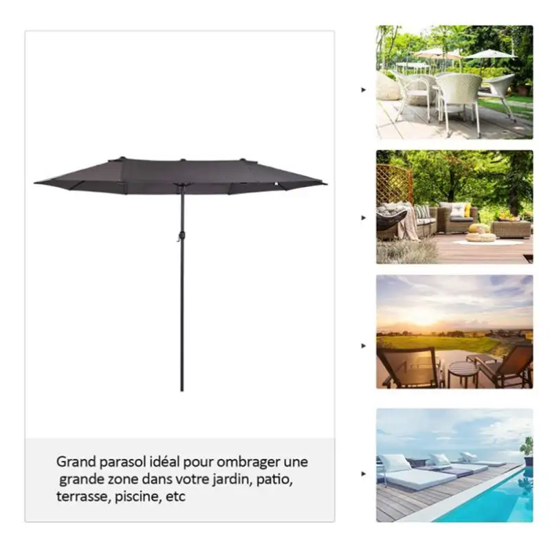

270*460 см пляжный садовый зонт, наружный павильон, балкон, алюминиевые круглые садовые пары с кривошипом, двойной уличный зонтик HWC
