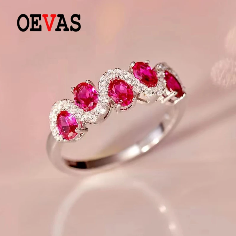 OEVAS 100% 925 Sterling Silver Ruby Row Ring Semi-light Luxury Ring For Women Sparking High Carbon Diamond Wedding Fine Jewelry
OEVAS 100% 925 Sterling Silver Ruby Row Ring Semi-light Luxury Ring For Women Sparking High Carbon Diamond Wedding Fine Jewelry
