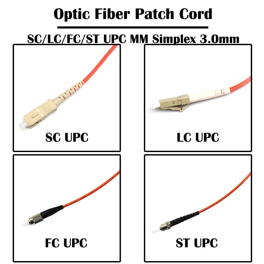 

OM1 SC/LC/FC/ST волоконный патч-корд 1/2/3/5/7 м Simplex 3,0 мм, мультирежим 62,5/125 FTTH 1 Гбит/с