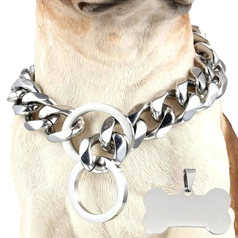 Metal Dog Training Collar with Bone Tag Gold Stainless Steel Pet Dog Choke Chain for Small Medium Large Pitbull Dog Necklace
Metal Dog Training Collar with Bone Tag Gold Stainless Steel Pet Dog Choke Chain for Small Medium Large Pitbull Dog Necklace
